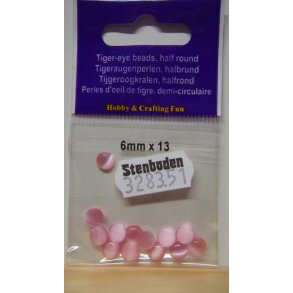 Halvperle, 6x2,5mm, rosa tigerje, 13stk
