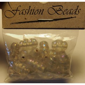 Glasperler, klare m/perlemorskr, 15stk