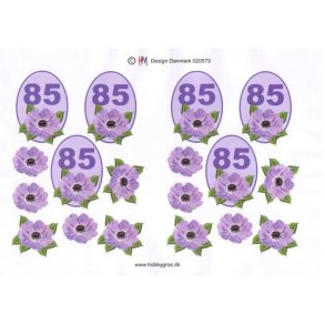 3D ark - Fdselsdage, 85 r, lilla, m/bonderoser, tal