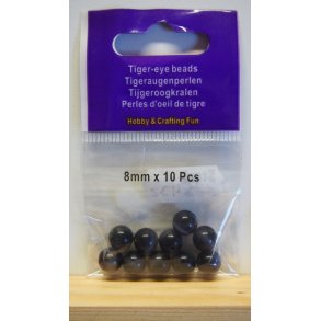 Rund glasperle, tigerje, 10stk