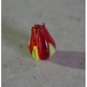 Hndlavede glasperle, tulipan, 1 stk