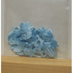 Pynt - Ass. motiver ca20mm, lysebl�, 18stk