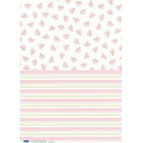 Basispapir 2 delt m/blomster og striber