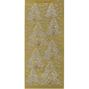 Stickers - Juletr/snefnug, guld