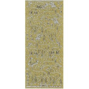 Stickers - Glitter guld m/slvkant, Julepynt - Rensdyr i forskellige strrelser