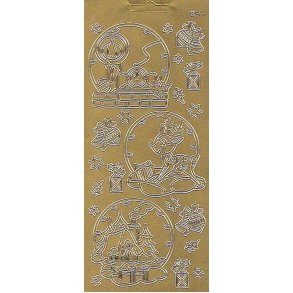 Stickers - Diverse julemotiver, guld