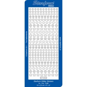 Stickers - Glitter s�lv m/guldkant, Pynt - blomster ca 6mm