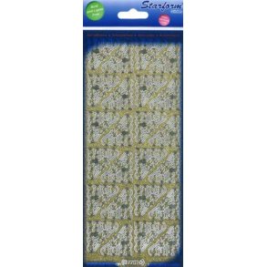 Stickers - Glitter guld m/slvkant, Hjrner ca 31x31mm