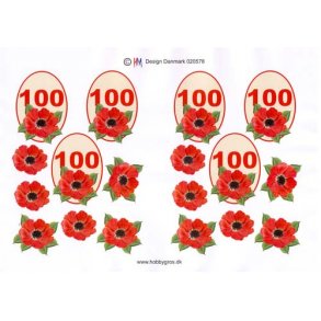 3D ark - Fdselsdage, 100 r, rd, tal