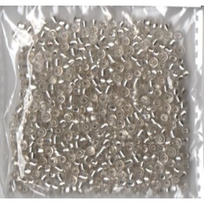 Glasperler, Rocailles 2,5mm, ca. 20g, klar glas m/slv kerne