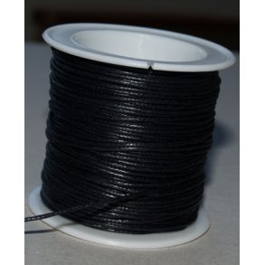 Vokset bomuldssnor, sort, 1,0mm, 25 meter