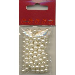 Voksperler, hvid, 5mm hul 0,5mm, 12g