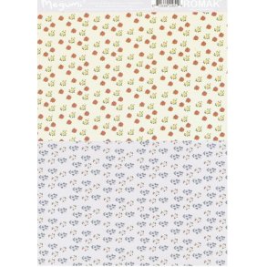 Basispapir 2-delt A4, m/blomster