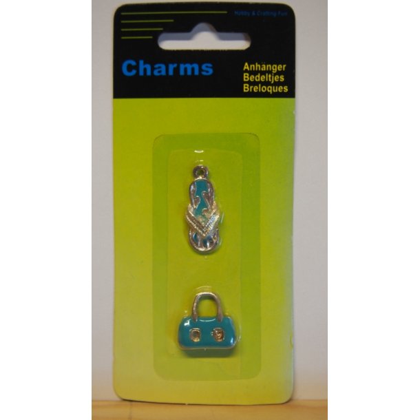 Charms, 2 stk, bl