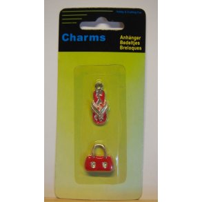 Charms, 2 stk, rd