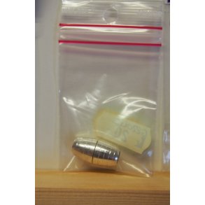 Magnetl�s, rustfri st�l, �11x20mm, hul �5mm, 1 stk.