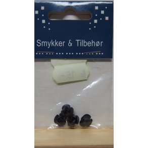 Metal blomst, sort, 4 stk, 10mm