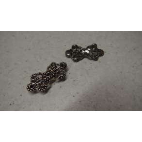 Ornament, gl. s�lv, 2 stk, 3x1,5 cm