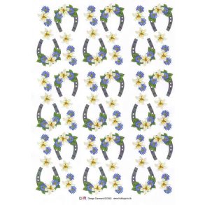 3D ark - Slvbryllup, hestesko m/bl og hvide blomster