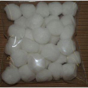 Pompon 6mm, hvid, 100 stk