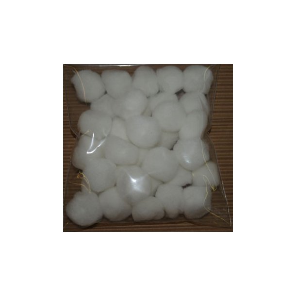 Pompon 6mm, hvid, 100 stk