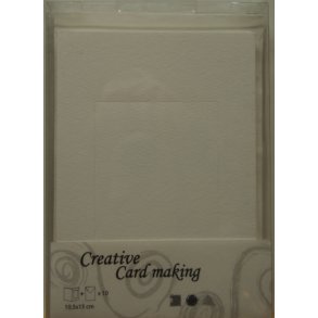 Kort & Kuverter 10,5x15cm 220g, 10 s�t, hvid
