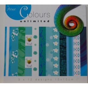 Deco, 3x12 designs, 15x15cm, Bl�/gr�n