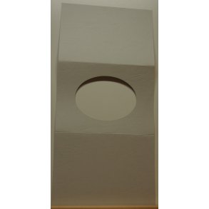 Kort m/ovalt hul, 14,7x21cm, lys gr� l�derlook