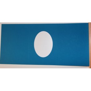 Kort m/ovalt hul, 14,7x21cm, klar bl� l�derlook, 1stk.