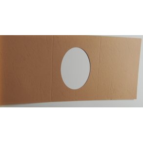 Kort m/ovalt hul, 14,7x21cm, nougatfarvet l�derlook, 1stk.