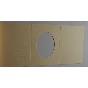 Kort m/ovalt hul, 14,7x21cm, lys sandfarvet l�derlook, 1stk.