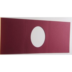 Kort m/ovalt hul, 14,7x21cm, bordeaux l�derlook, 1stk.