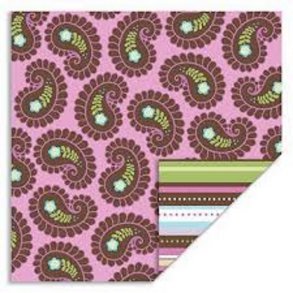 Scrappapir ca. 30X30cm, striber/blomster, 90g, 2 sidet