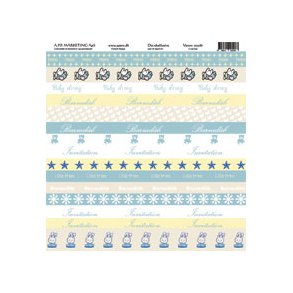 Scrappapir/karton ca. 30x30cm bl m/tekst, 190g