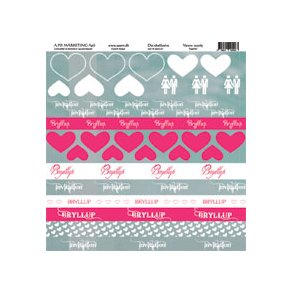 Scrappapir/karton ca. 30x30cm rd m/tekst, 190g