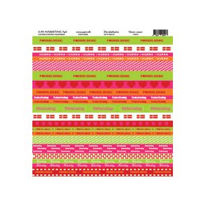 Scrappapir/karton ca. 30x30cm rd m/tekst, 190g