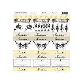 Scrappapir/karton ca. 30x30cm sand m/tekst, 190g