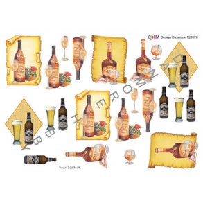 3D ark - l og vin, flasker