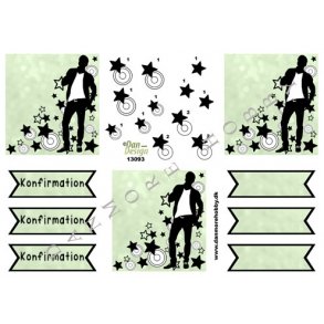 3D ark - Konfirmation. Dreng, lime farver