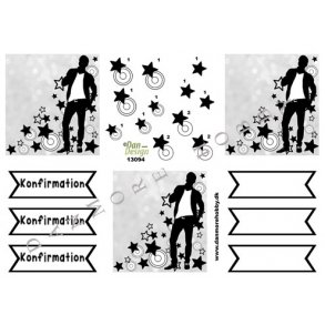 3D ark - Konfirmation. Dreng, sort/hvid
