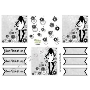 3D ark - Konfirmation. Pige, sort/hvid