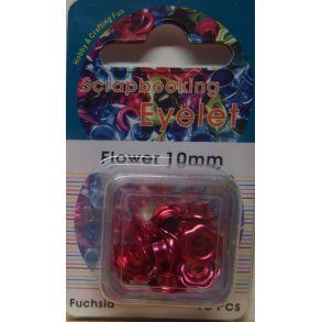 Eyelet, blomst, 10mm, 15 stk, fuchsia