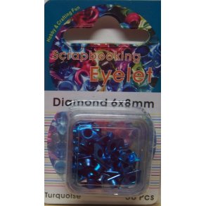 Eyelet, diamand, 6x8mm, 50 stk. turkis