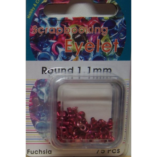 Eyelet, rund, 1,1mm, 75stk, fuchsia