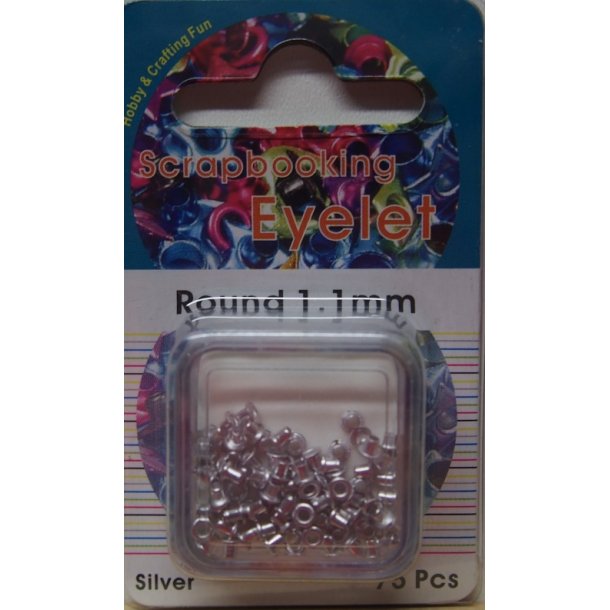 Eyelet, rund, 1,1mm, 75stk, slv