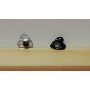 Eyelet, hjerte med hul, 6mm, 50 stk, sort