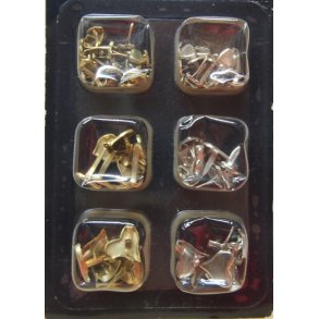 Eyelet pakke, slv/guld, hjerter, ca. 50 stk