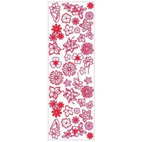 Rub-on, blomster, r�d