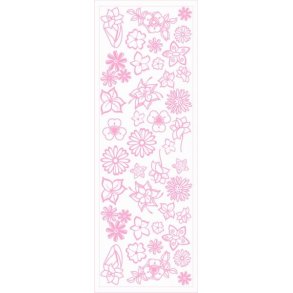 Rub-on, blomster, pink