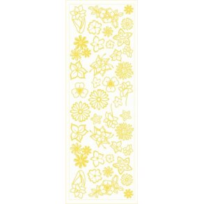 Rub-on, blomster, gul